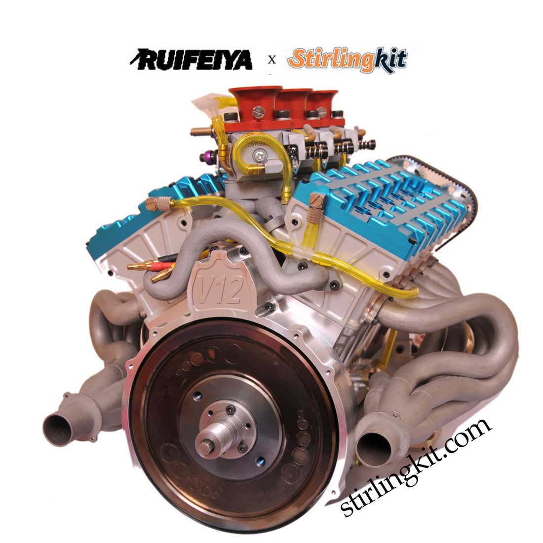 RUIFEIYA V12-180 Gas V12 Engine Model 180cc DOHC 1/4 Scale High Performance Model Engine - stirlingkit