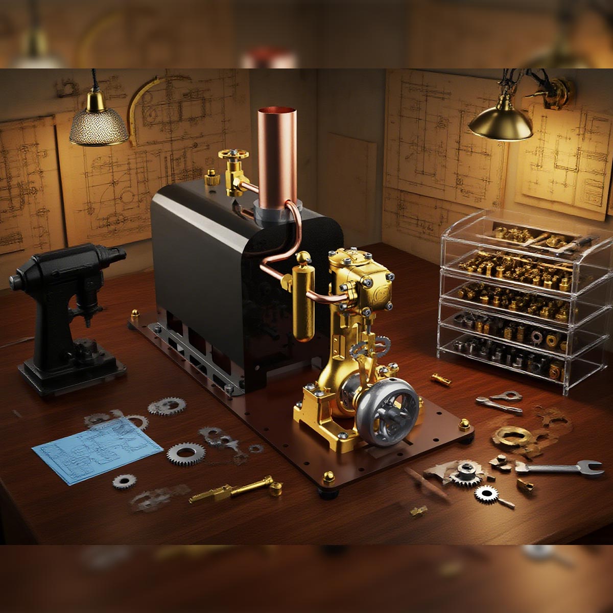RW-BL1K DIY Live Steam Engine Boiler Model Kits Build Your Own Working Steam Engine Full Sets
