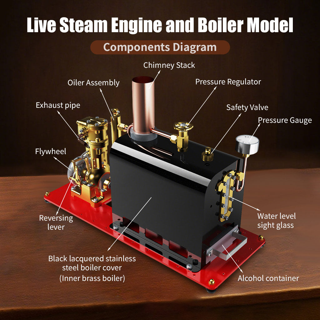 RW-BL1K DIY Live Steam Engine Boiler Model Kits Build Your Own Working Steam Engine Full Sets