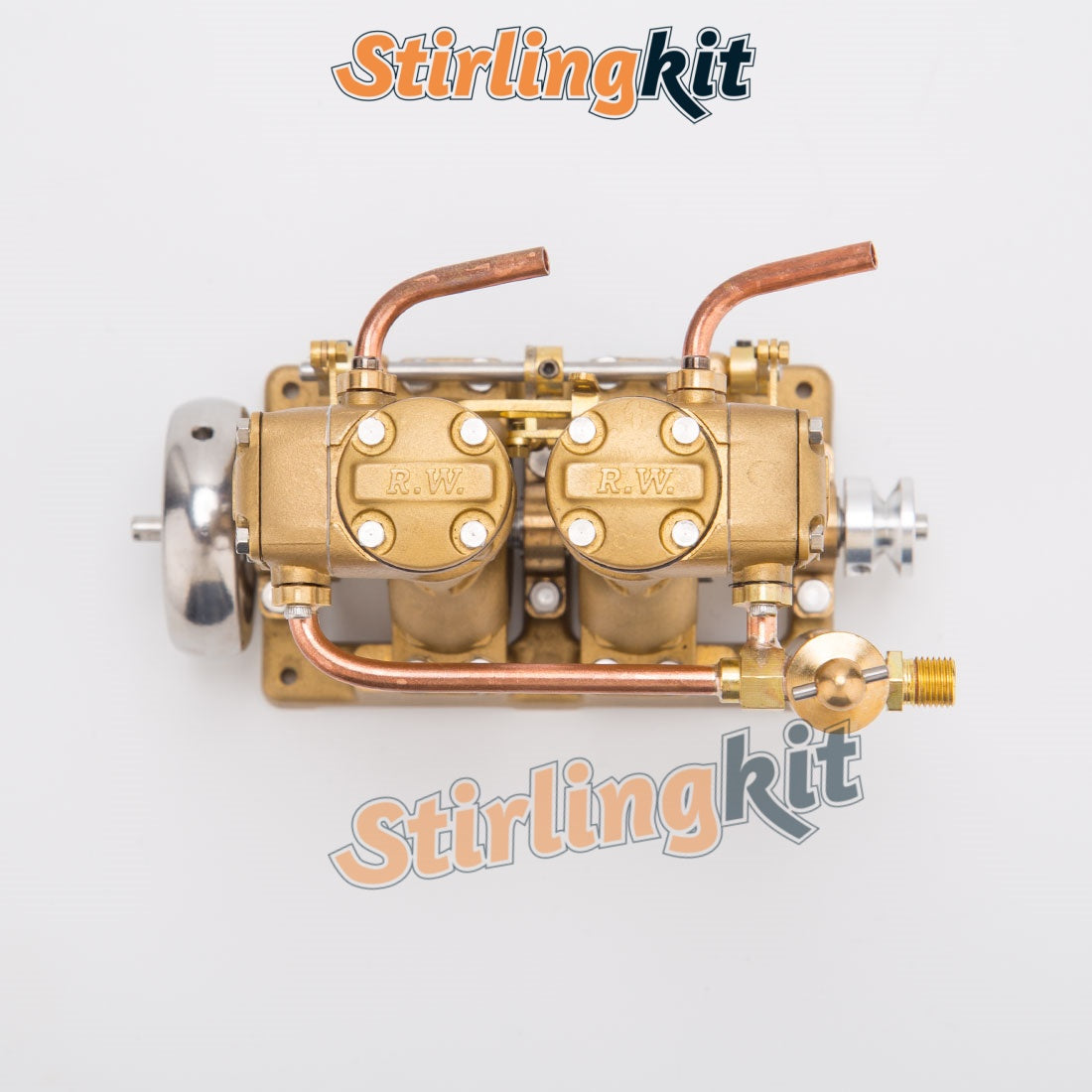RW-L2 Retro Precision Mini Reciprocating Inline Twin-Cylinder Steam Engine Model - stirlingkit