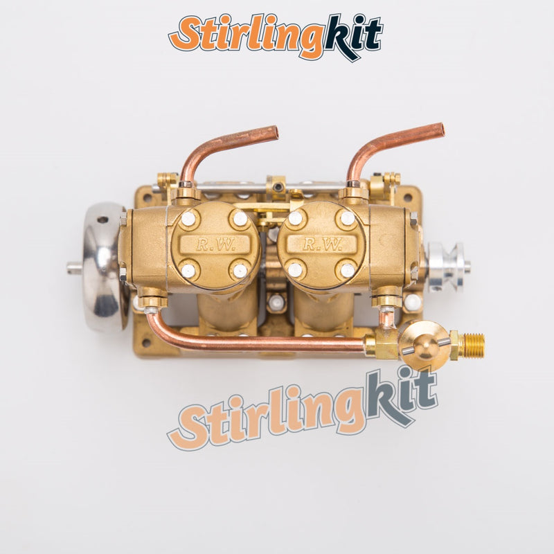 RW-L2 Retro Precision Mini Reciprocating Inline Twin-Cylinder Steam Engine Model - stirlingkit