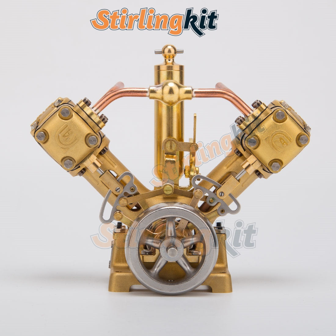RW-V2 Mini Dual Cylinder V2 Reciprocating Steam Engine – Precision Model for 70–130cm Boats - stirlingkit