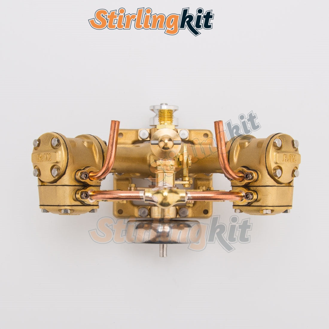 RW-V2 Mini Dual Cylinder V2 Reciprocating Steam Engine – Precision Model for 70–130cm Boats - stirlingkit