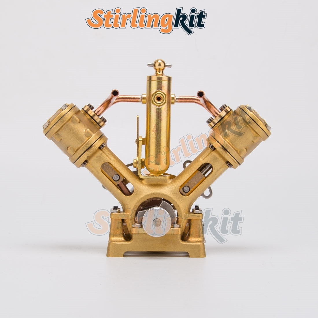 RW-V2 Mini Dual Cylinder V2 Reciprocating Steam Engine – Precision Model for 70–130cm Boats - stirlingkit