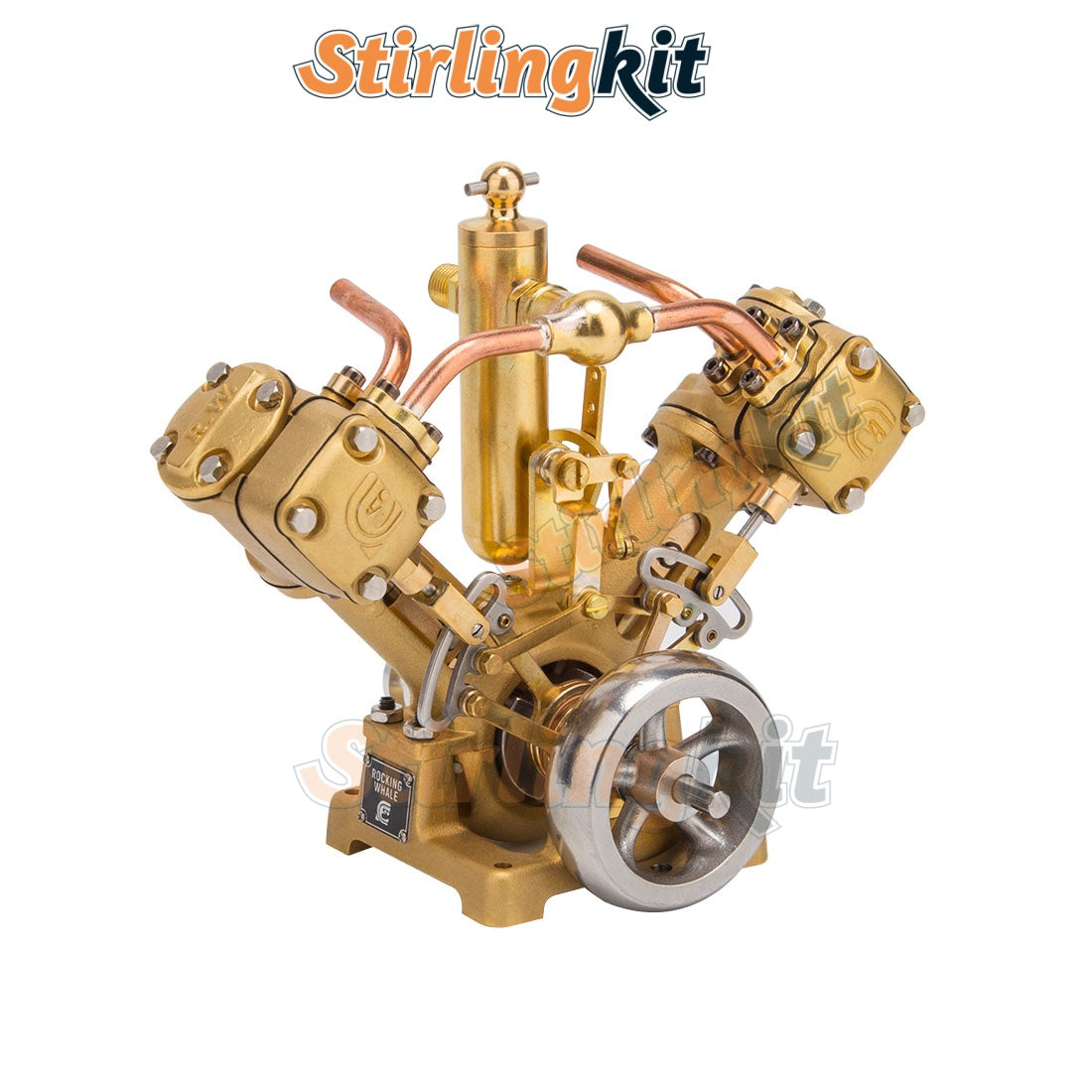 RW-V2 Mini Dual Cylinder V2 Reciprocating Steam Engine – Precision Model for 70–130cm Boats - stirlingkit