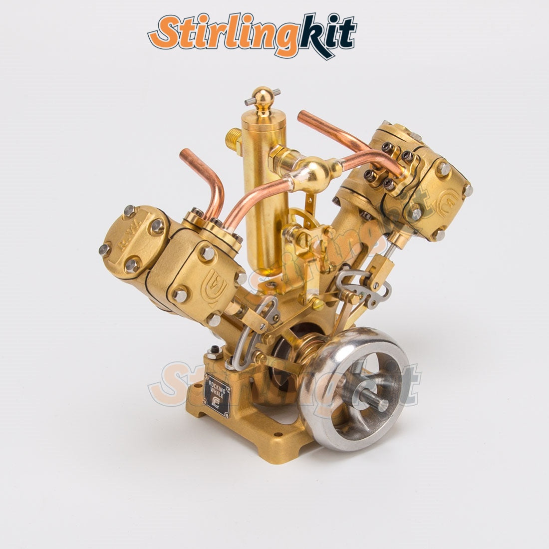 RW-V2 Mini Dual Cylinder V2 Reciprocating Steam Engine – Precision Model for 70–130cm Boats - stirlingkit