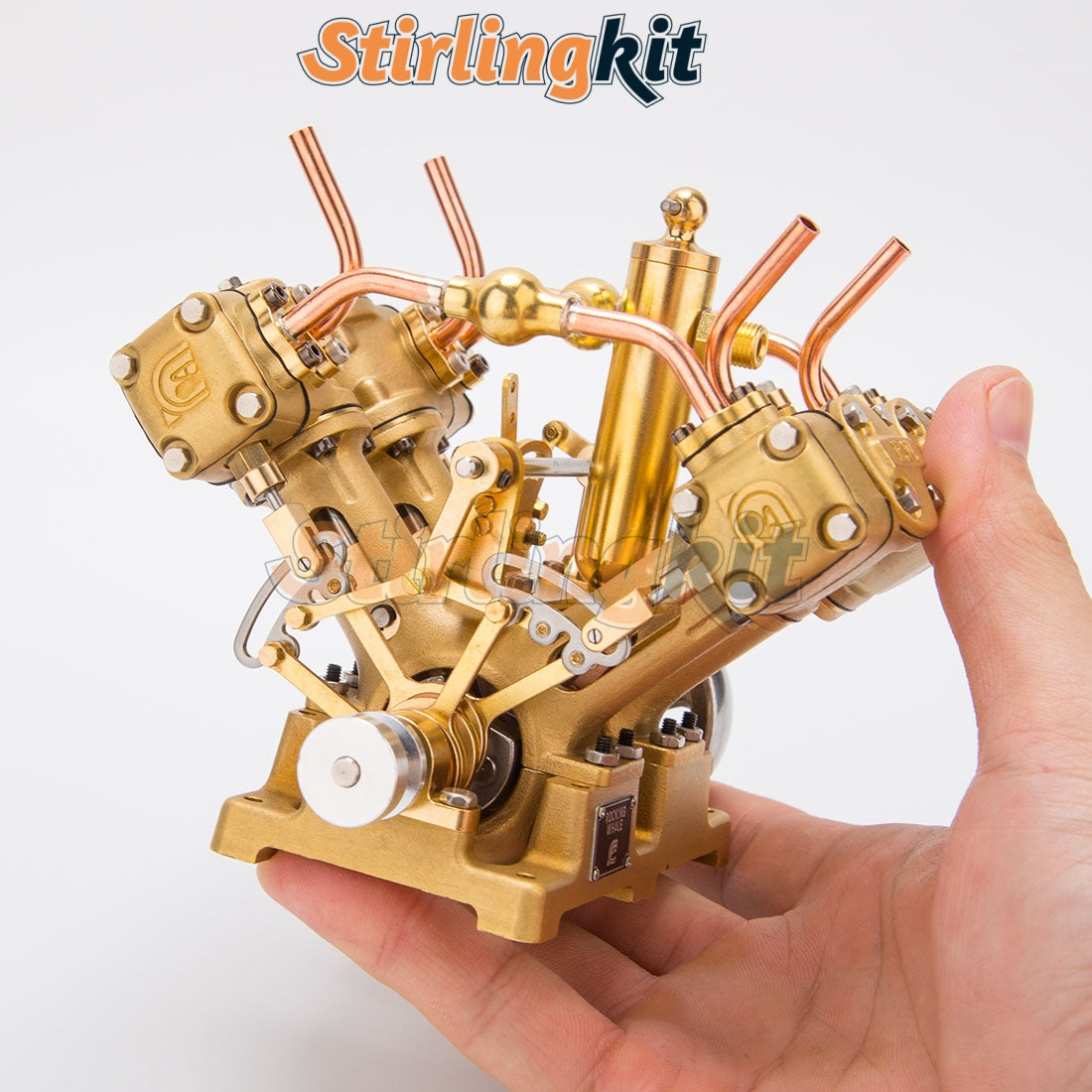 RW-V4 Miniature 4 Cylinder Steam Engine V4 Engine Model for 90-150cm Boat Models - stirlingkit