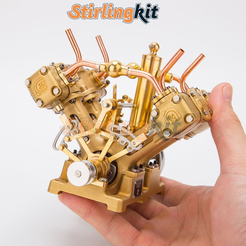 RW-V4 Miniature 4 Cylinder Steam Engine V4 Engine Model for 90-150cm Boat Models - stirlingkit