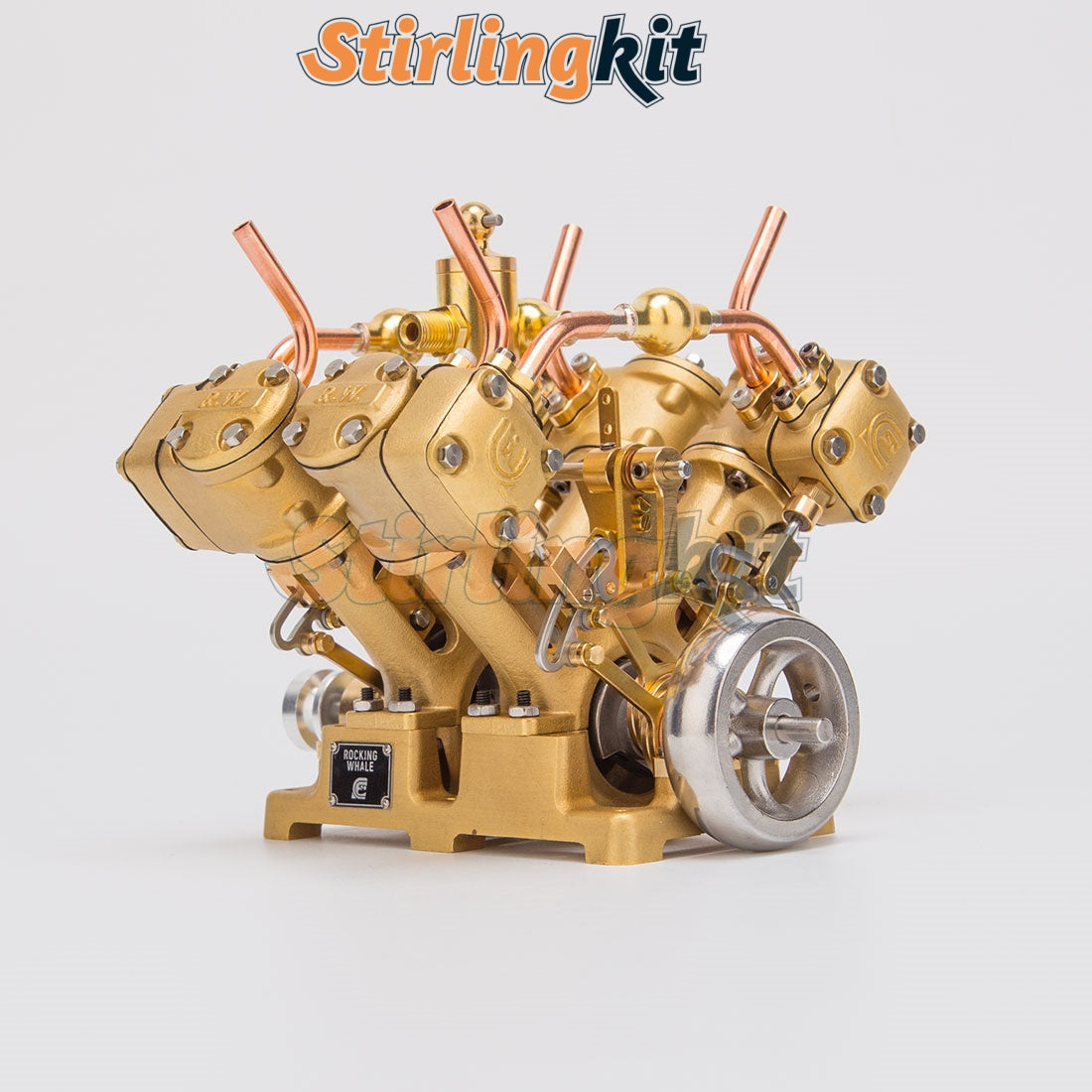 RW-V4 Miniature 4 Cylinder Steam Engine V4 Engine Model for 90-150cm Boat Models - stirlingkit
