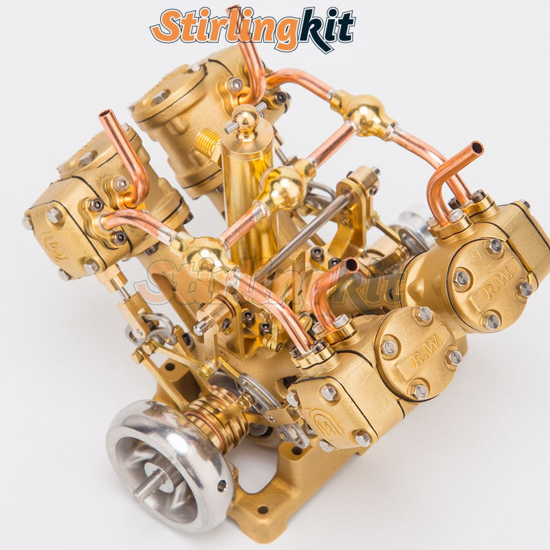 RW-V4 Miniature 4 Cylinder Steam Engine V4 Engine Model for 90-150cm ...