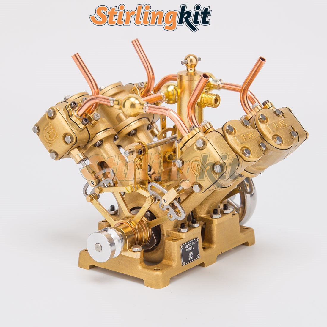 RW-V4 Miniature 4 Cylinder Steam Engine V4 Engine Model for 90-150cm Boat Models