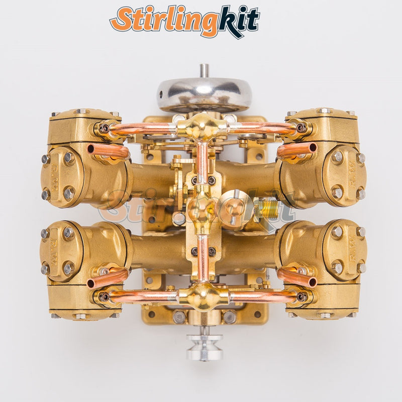 RW-V4 Miniature 4 Cylinder Steam Engine V4 Engine Model for 90-150cm Boat Models
