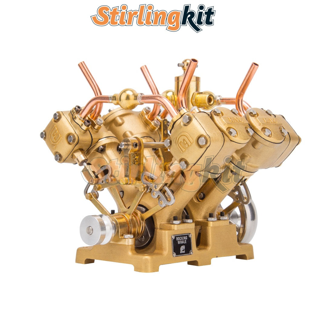 RW-V4 Miniature 4 Cylinder Steam Engine V4 Engine Model for 90-150cm Boat Models - stirlingkit