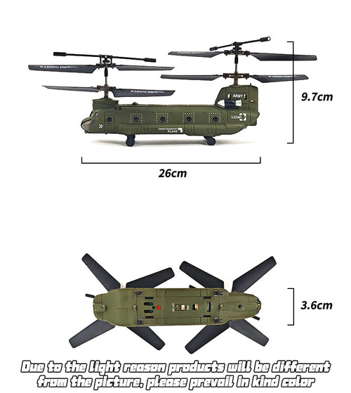 Hélicoptère RC S026H Double Rotor Militaire - 2,4G 3 Canaux - Version RTF Prêt à Voler
