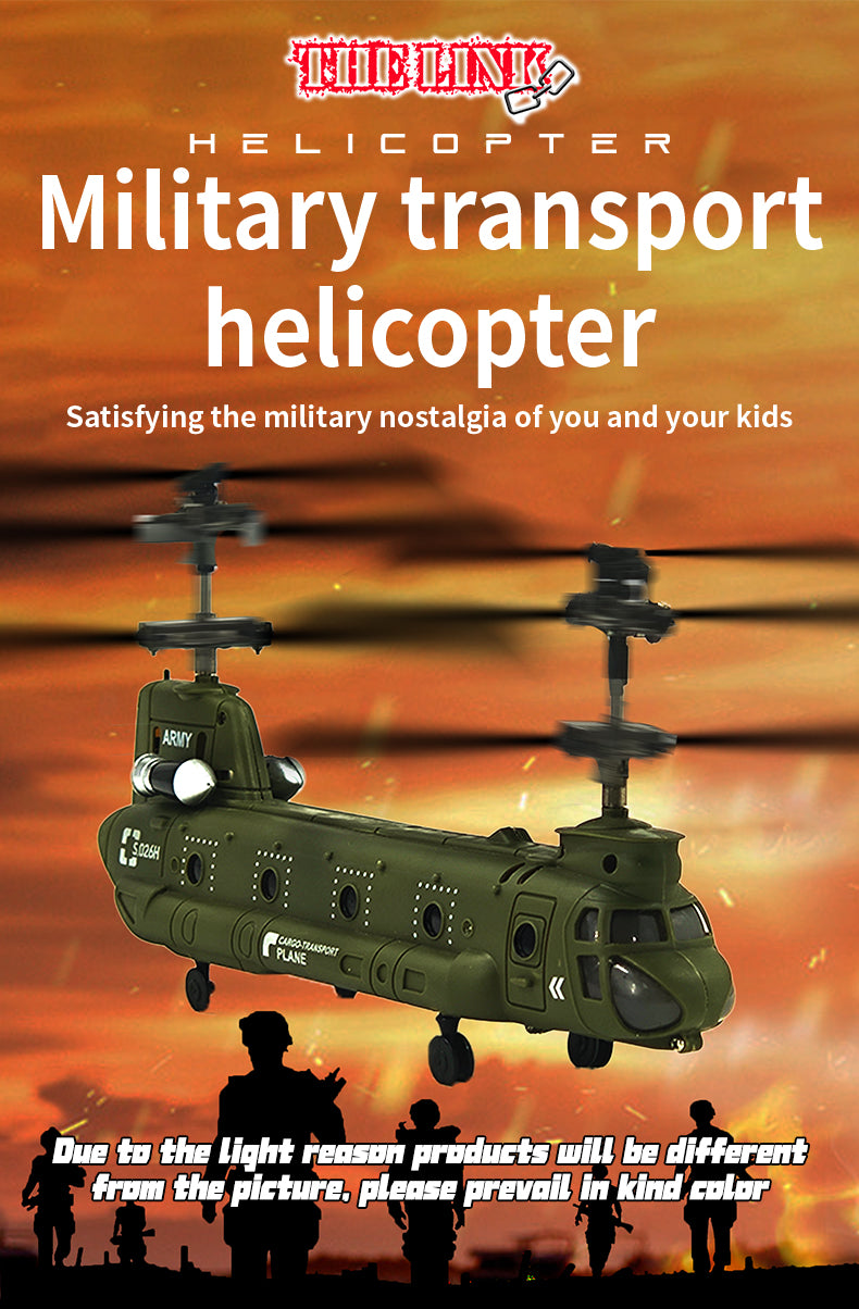 S026H Dual-Rotor Transport Aircraft 2.4G RC 3CH Tandem Rotor Military RC Helicopter Model RTF - stirlingkit