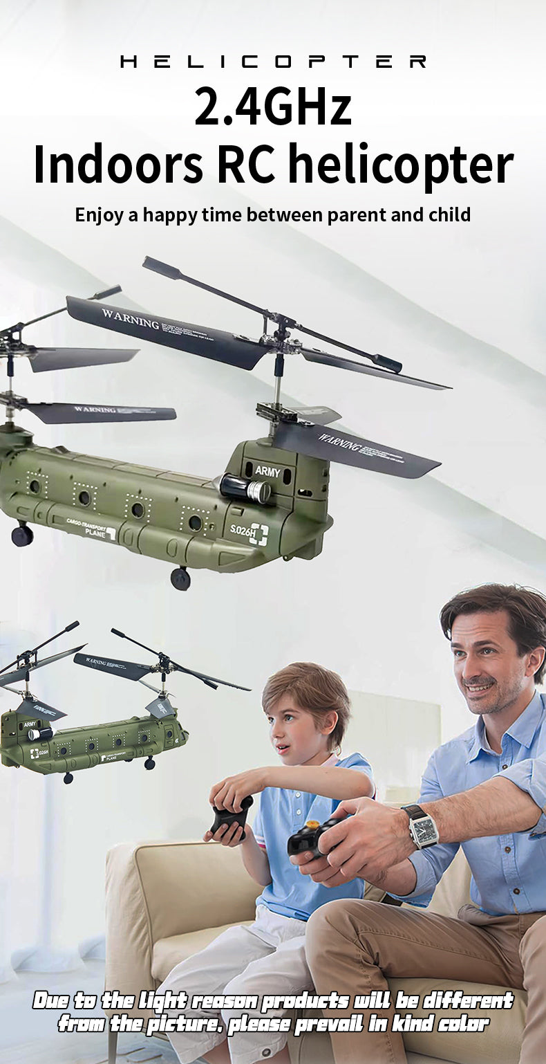 S026H Dual-Rotor Transport Aircraft 2.4G RC 3CH Tandem Rotor Military ...
