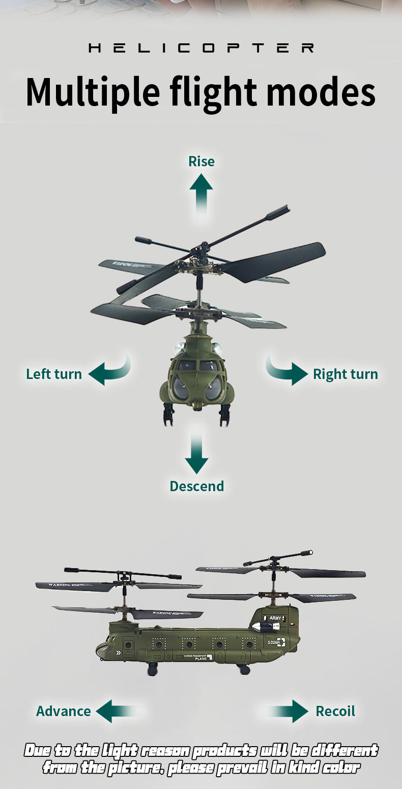 S026H Dual-Rotor Transport Aircraft 2.4G RC 3CH Tandem Rotor Military RC Helicopter Model RTF - stirlingkit