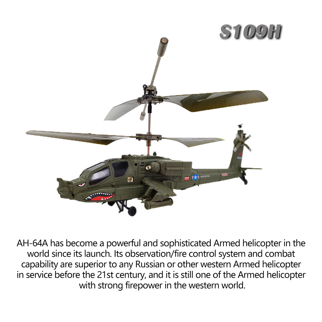 Mini Apache S109H Mini 2.4G RC 3CH Apache RC Helicopter for Kids Dual-Prop Gyro ...