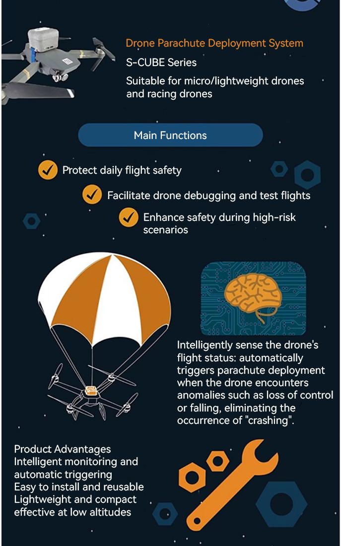 Safe-Cube Safety Parachute for Drone / RC Fixed Wing / UAVs / FPV - stirlingkit