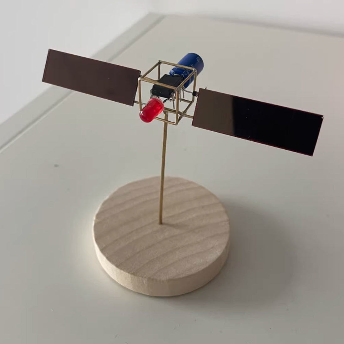 Satellite Circuit Sculpture DIY Kits Powered by Solar Panels - stirlingkit