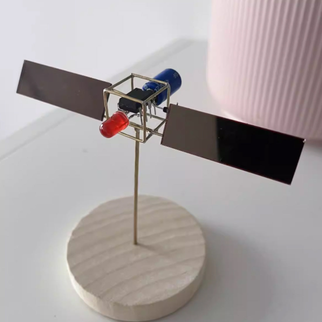 Satellite Circuit Sculpture DIY Kits Powered by Solar Panels - stirlingkit