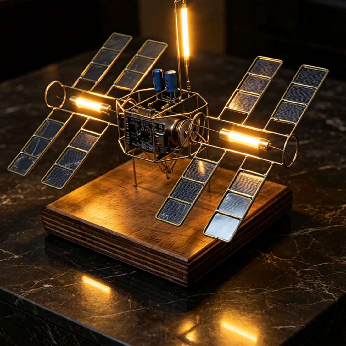 Sci-Fi Space Station Copper Wire Welding DIY Model Kit Edison LED Lamp - stirlingkit