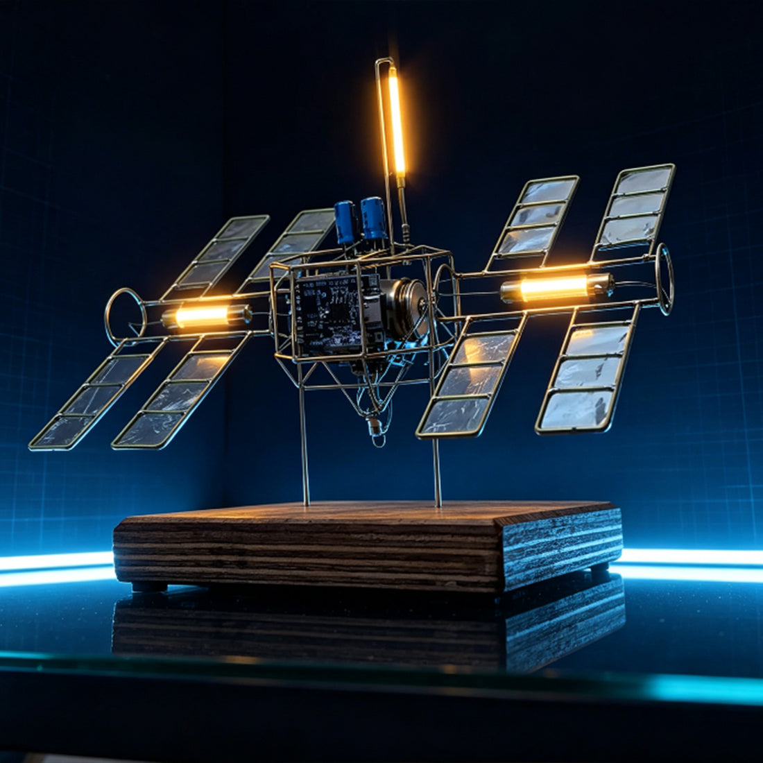 Sci-Fi Space Station Copper Wire Welding DIY Model Kit Edison LED Lamp - stirlingkit