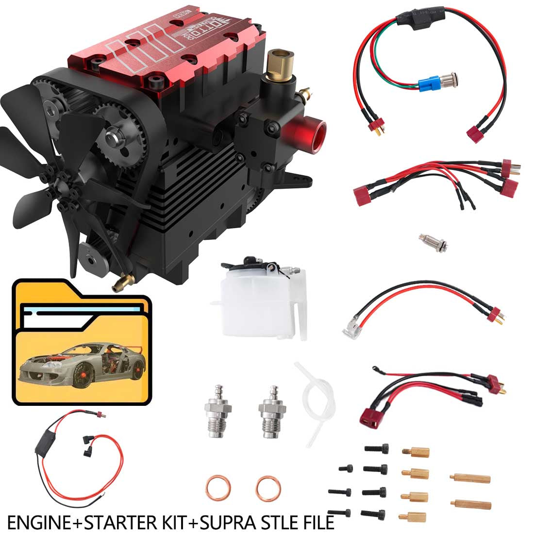 SEMTO ENGINE ST-NF2 DIY Build a Nitro 4 Stroke 2 Cylinder Engine Kit That Runs- FS-L200AC
