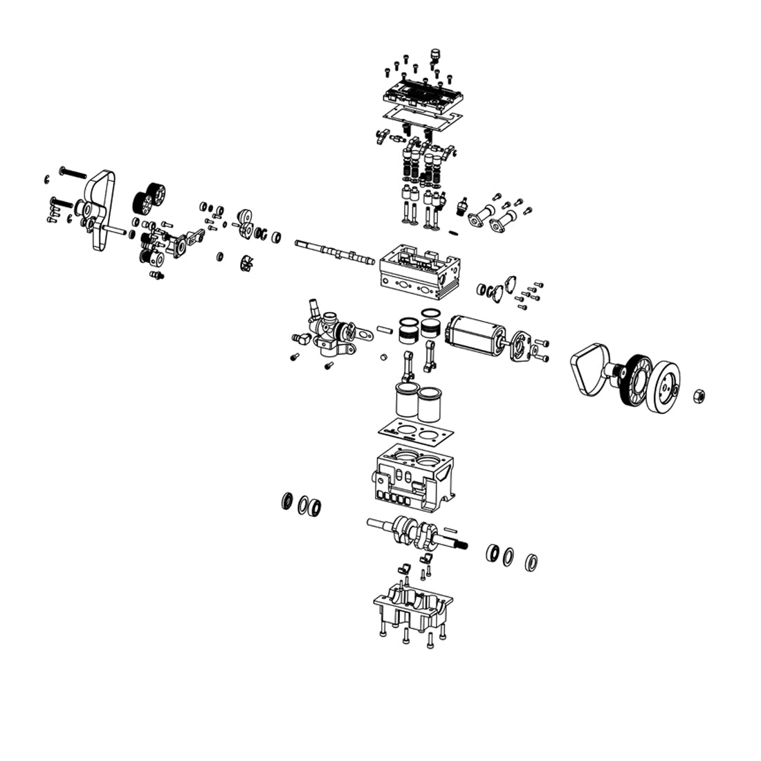 SEMTO ST-FL2 8.6cc 2 Cylinder Engine DIY Kits Nitro 4 Stroke Model Engine for Beginner - stirlingkit