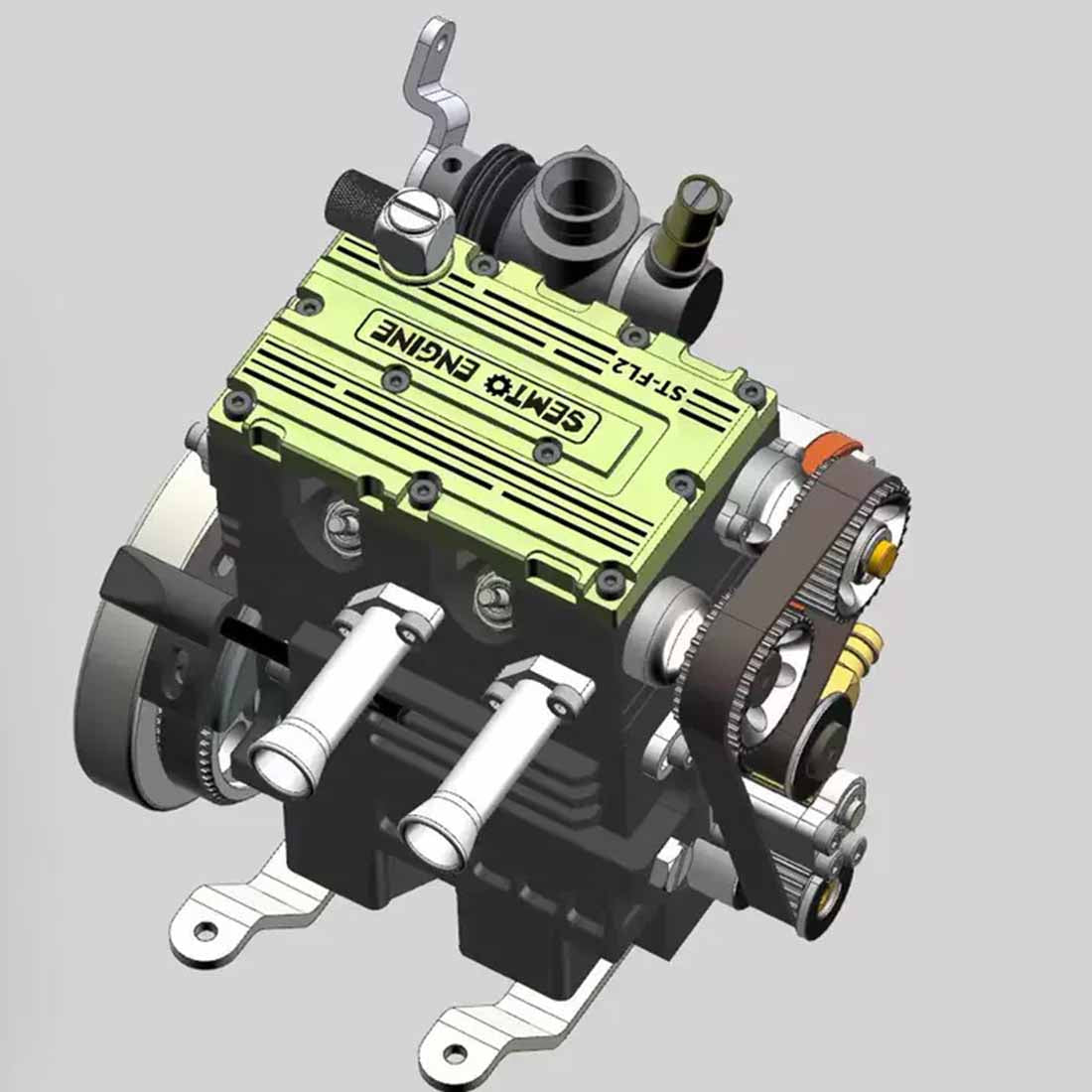 SEMTO ST-FL2 8.6cc 2 Cylinder Engine DIY Kits Nitro 4 Stroke Model Engine for Beginner - stirlingkit