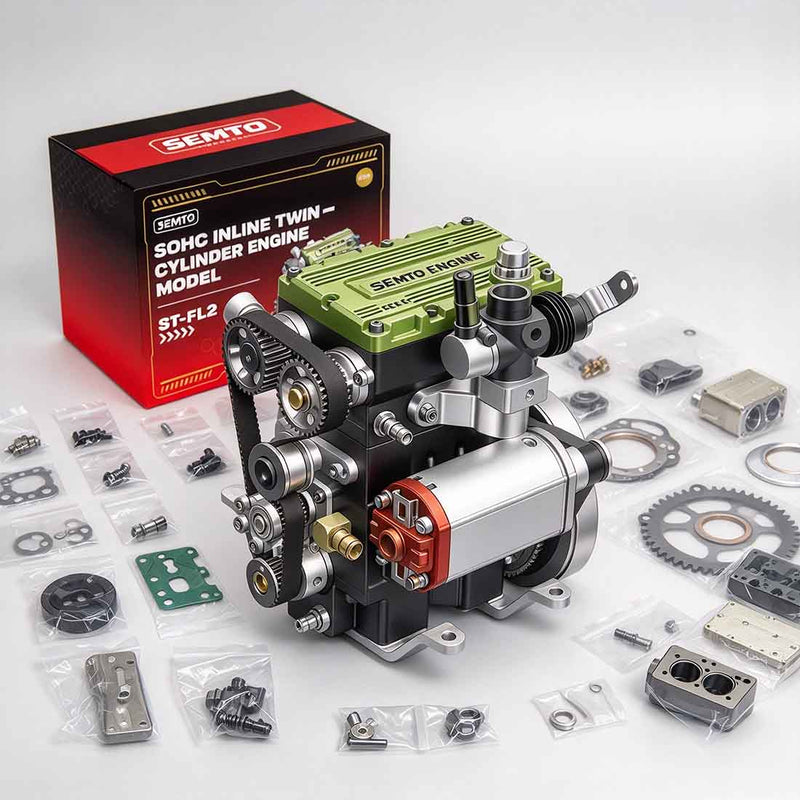 SEMTO ST-FL2 8.6cc 2 Cylinder Engine DIY Kits Nitro 4 Stroke Model Engine for Beginner - stirlingkit