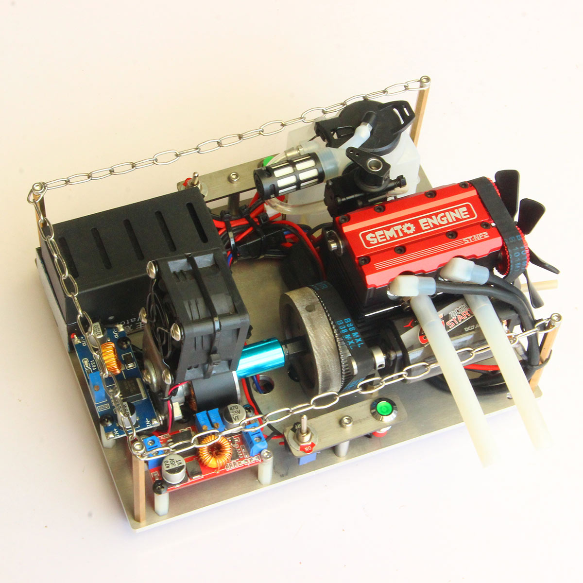 SEMTO ST-NF2 Custom Miniature Gas 2-cyliner Engine Models with 12V DC Generator Set One Key Start - stirlingkit
