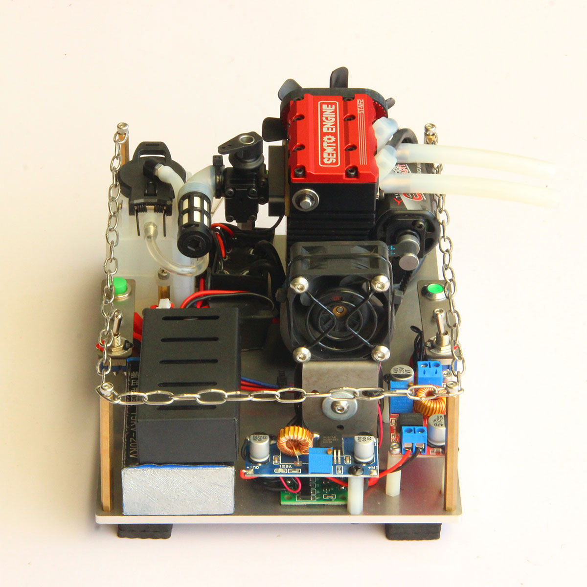 SEMTO ST-NF2 Custom Miniature Gas 2-cyliner Engine Models with 12V DC Generator Set One Key Start - stirlingkit