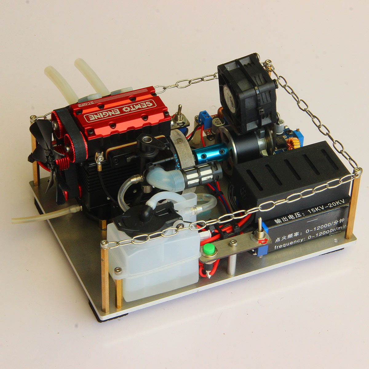 SEMTO ST-NF2 Custom Miniature Gas 2-cyliner Engine Models with 12V DC Generator Set One Key Start - stirlingkit