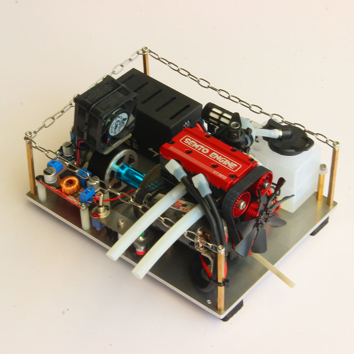 SEMTO ST-NF2 Custom Miniature Gas 2-cyliner Engine Models with 12V DC Generator Set One Key Start - stirlingkit