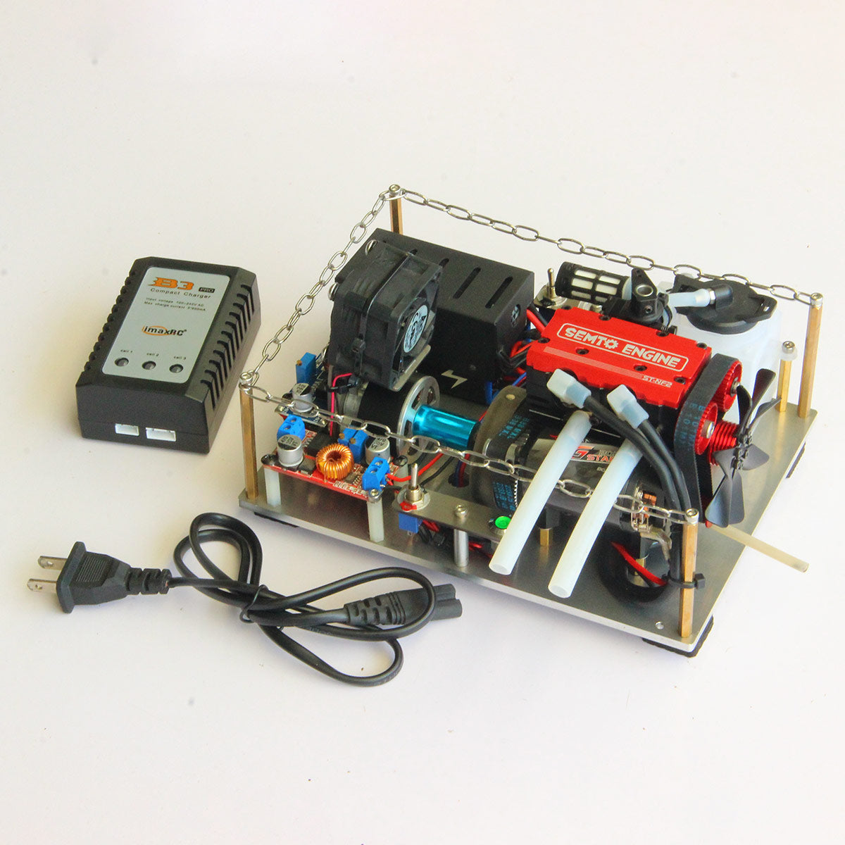 thumbnail image 2 of Mini Retro 12V DC Generator With Digital Voltage Display For Twin-Cylinder SEMTO ST-NF2 Nitro Engines - Belt Connection Version 2 of 14