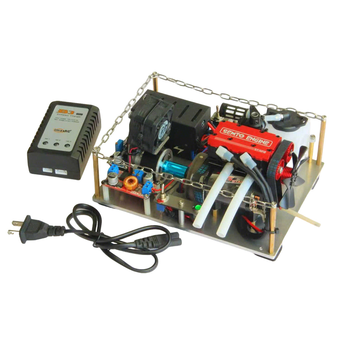 SEMTO ST-NF2 Custom Miniature Gas 2-cyliner Engine Models with 12V DC Generator Set One Key Start - stirlingkit