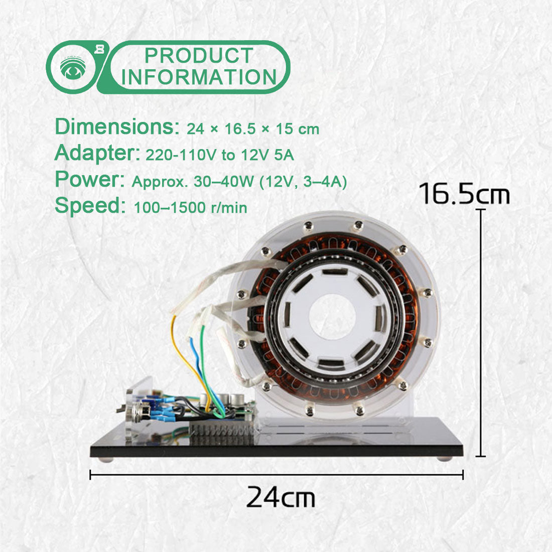 Shaftless Pump-Push Motor Model High-Power Brushless DC Inner-Rotor Motor 1000r/min - stirlingkit