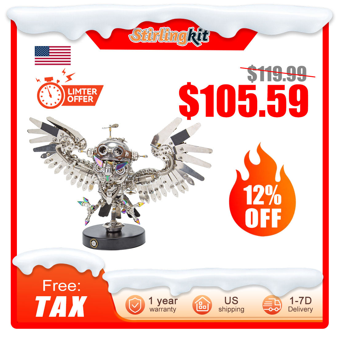 700+PCS Steampunk Owl DIY Assembly Model Building Kits