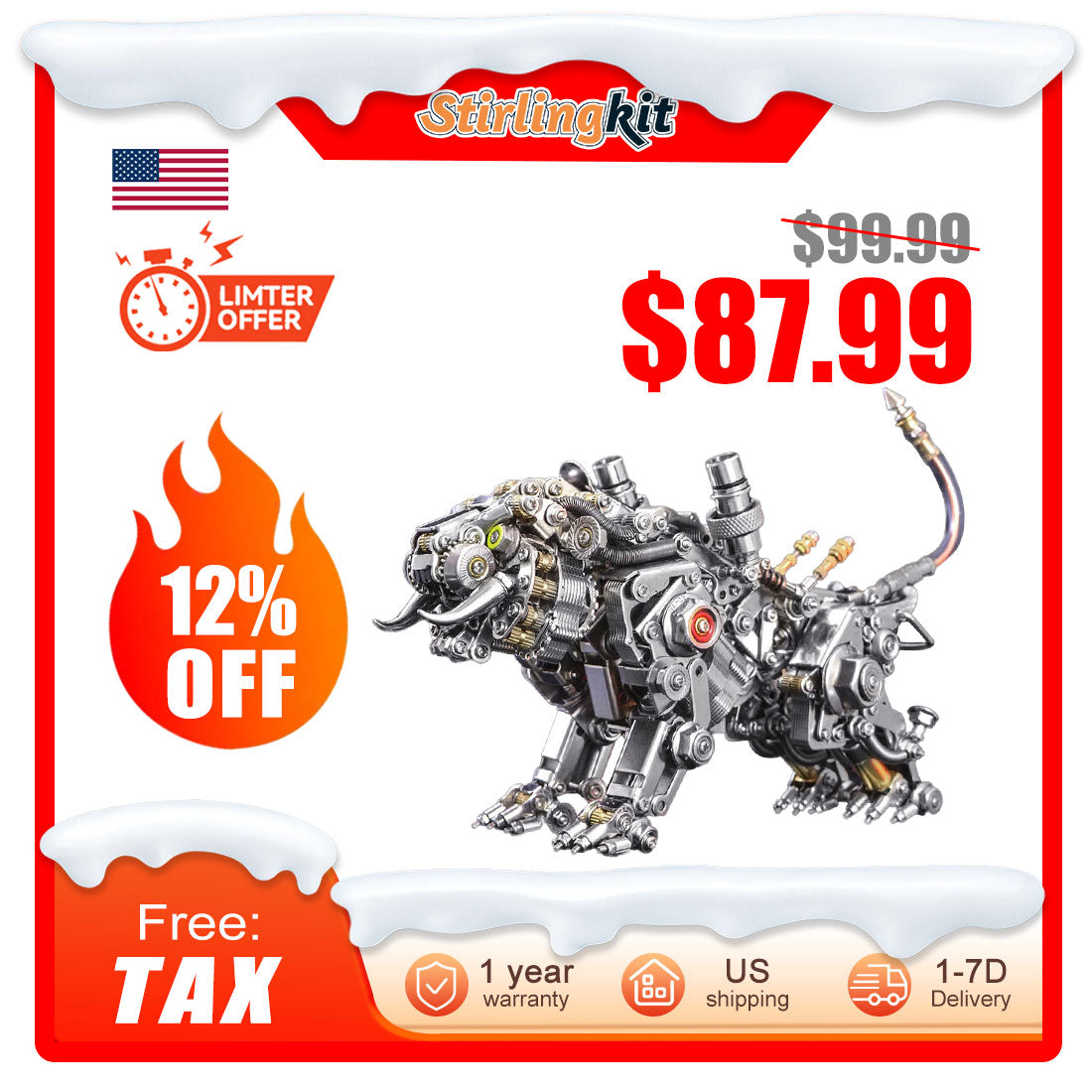 700PCS+ Bengal Tiger 3D Assembly Metal Model Kits