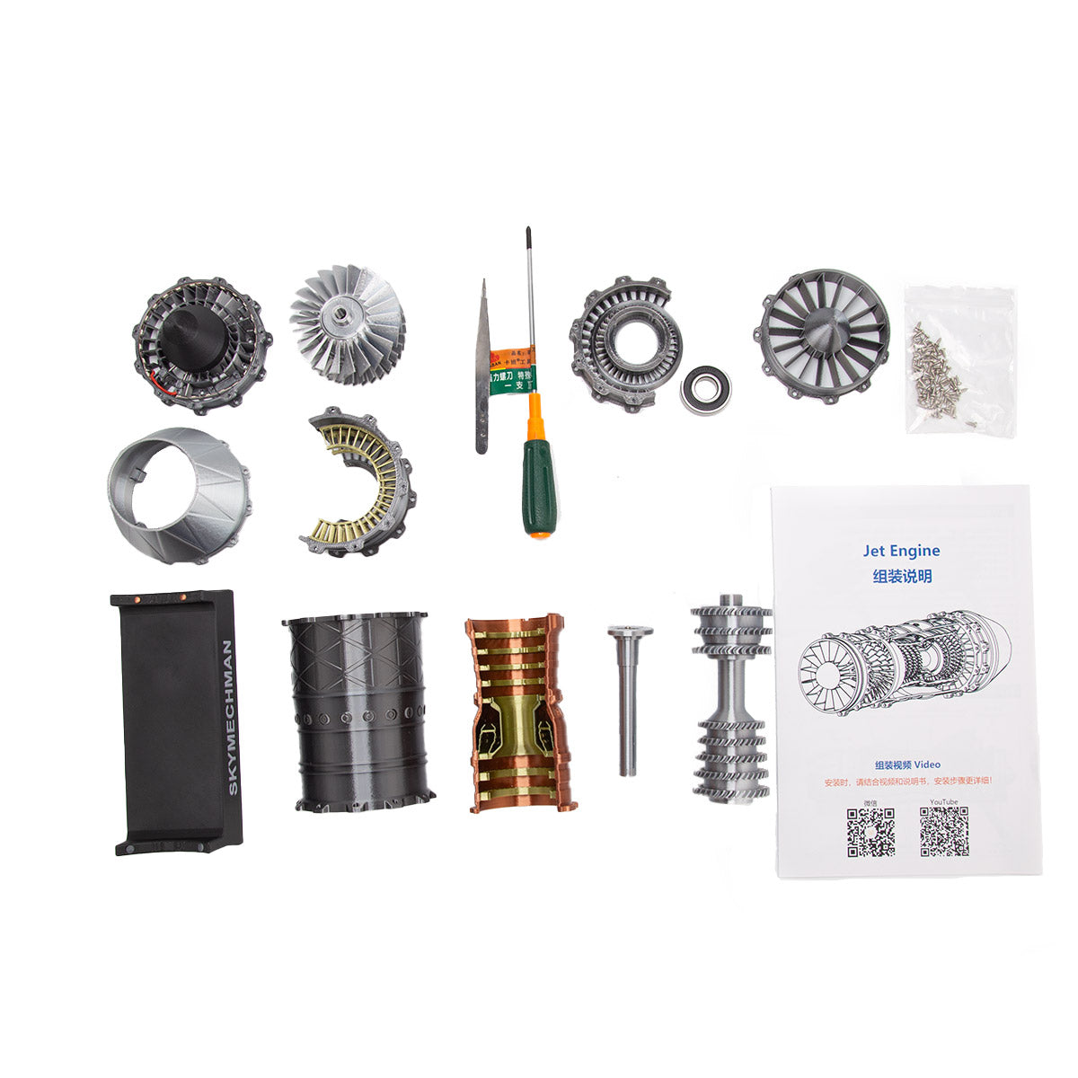 SKYMECHMAN Building a 1/18 Turbofan Engine Model Kit WS-15 Build Your Own Turbofan Engine that Works - stirlingkit