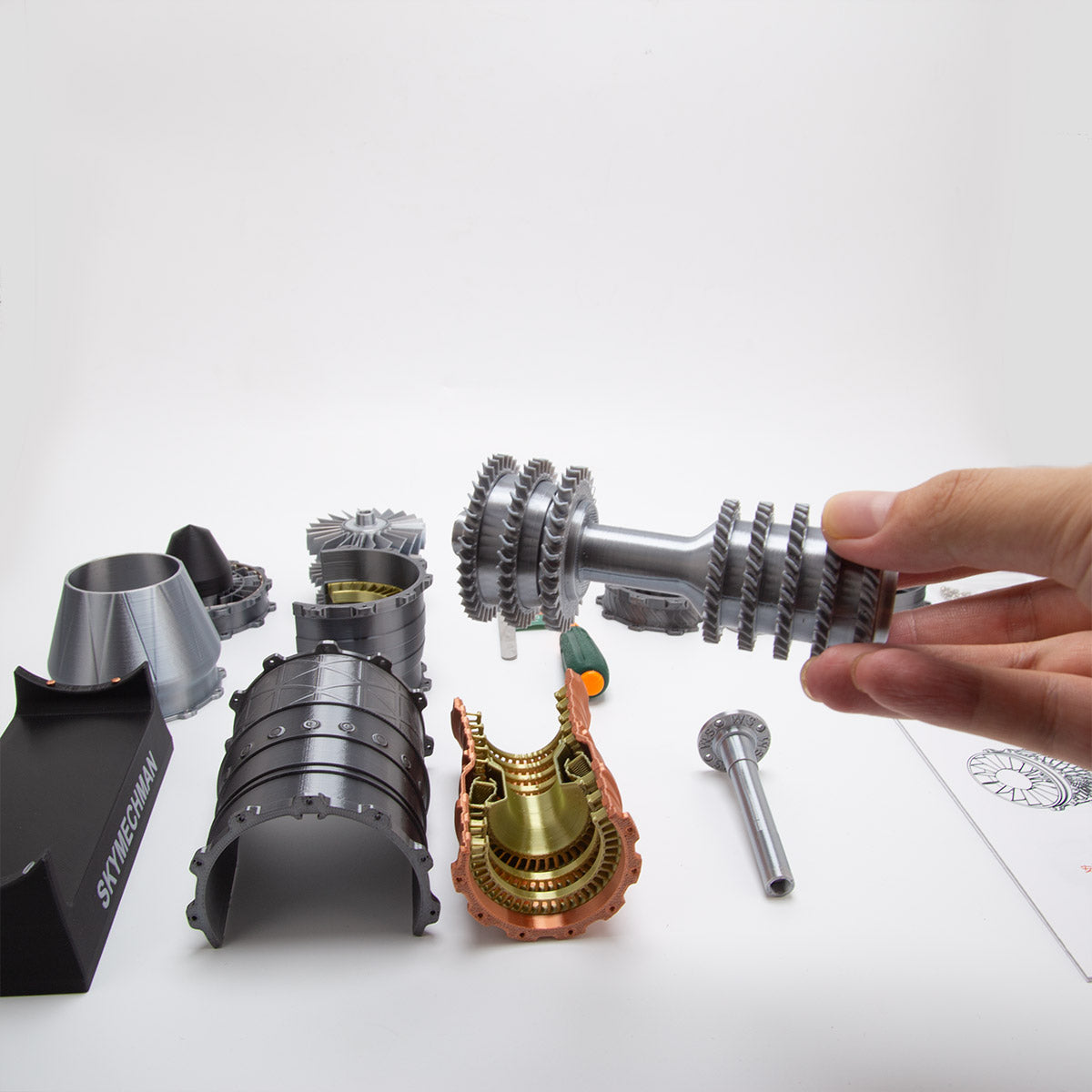 SKYMECHMAN Building a 1/18 Turbofan Engine Model Kit WS-15 Build Your Own Turbofan Engine that Works - stirlingkit
