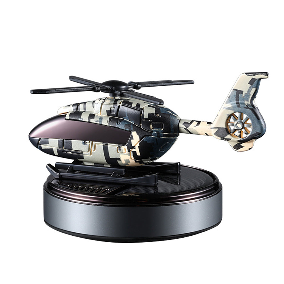 Solar Helicopter for car Air Freshener Diffuser Silver - stirlingkit