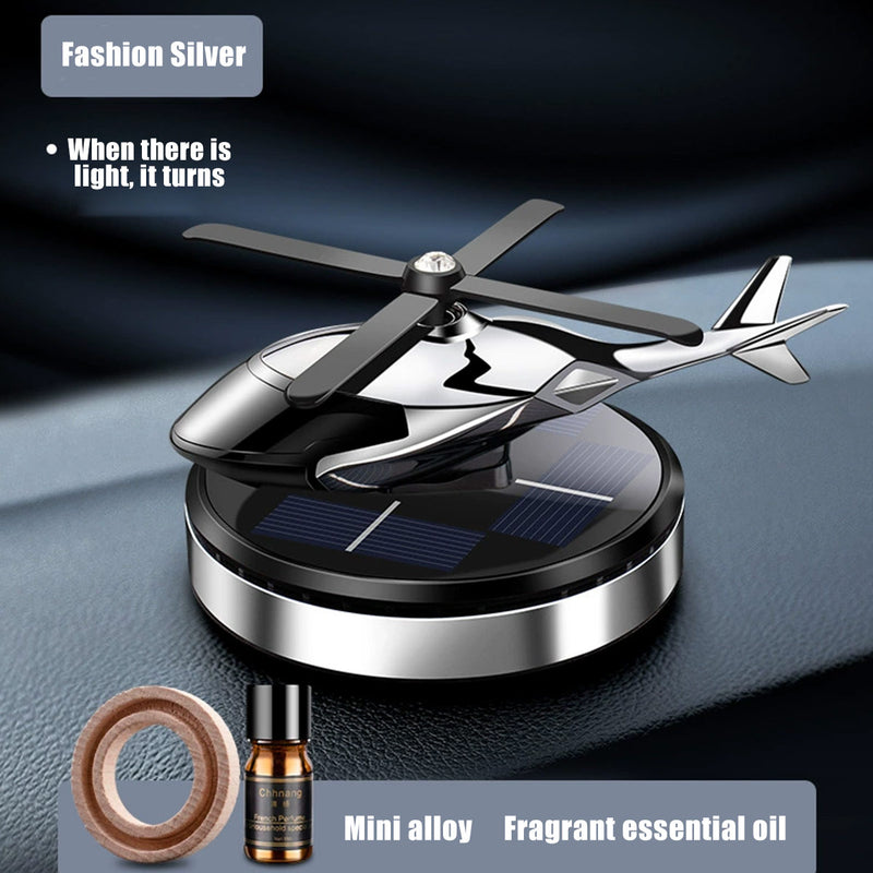 Solar Helicopter for car Air Freshener Diffuser Silver - stirlingkit