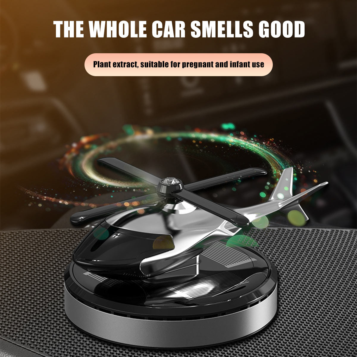 Solar Helicopter for car Air Freshener Diffuser Silver - stirlingkit