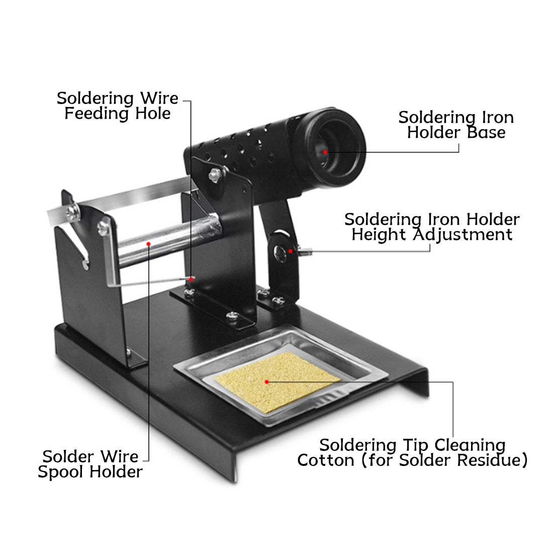 Soldering Iron Stand with Wire Holder & Sponge Circuit Sculpture Tool - stirlingkit