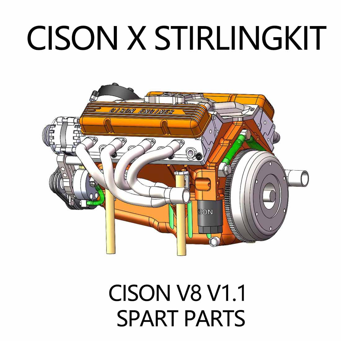 Spart Parts for Cison V8 44-Pro V1.1 V8 Engine Model - stirlingkit