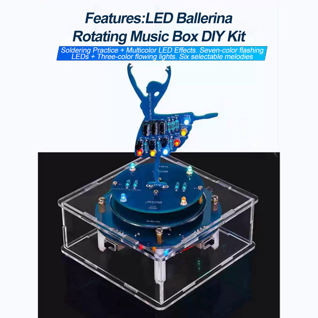Spinning Ballerina Dancer DIY Electronic Kit Music Box - stirlingkit