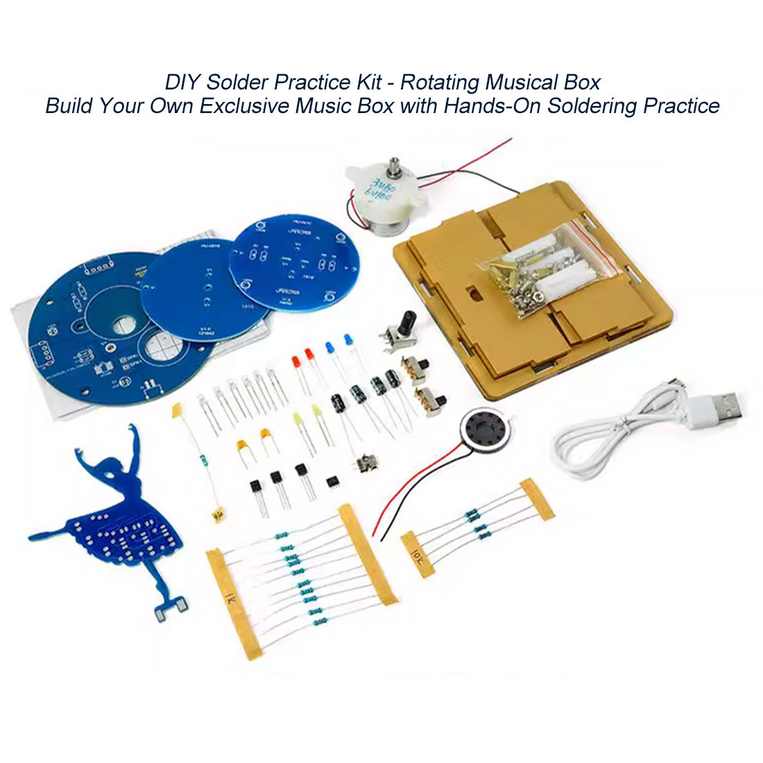 Spinning Ballerina Dancer DIY Electronic Kit Music Box - stirlingkit