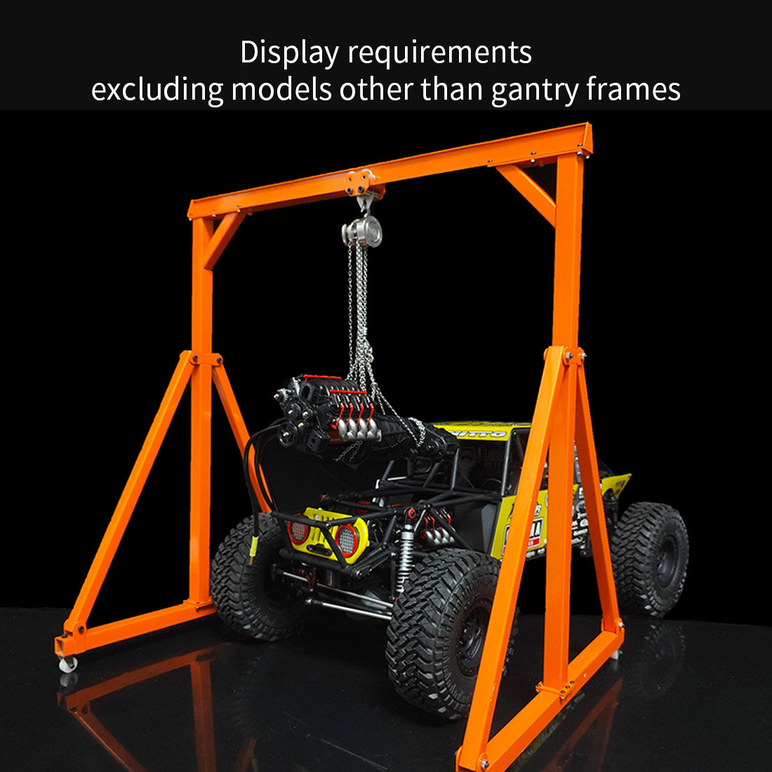 Stainless Steel Gantry Cranes with Chain Hoist Set for 1/12 and 1/14 Scale Car Model - stirlingkit